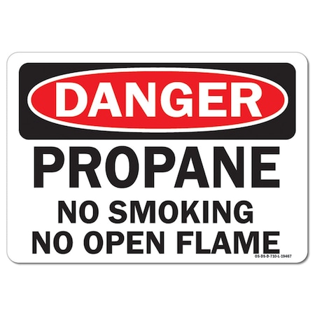 Signmission OSHA Danger Sign, 10" Height, 14" Width, Aluminum, Propane No Smoking No Open Flames, Landscape OS-DS-A-1014-L-19467